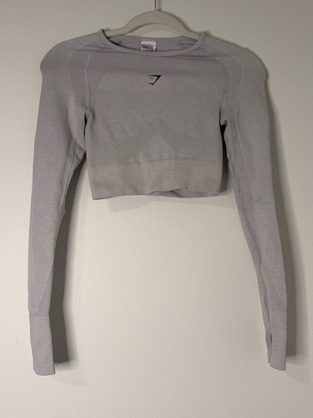 NWOT Gymshark Light Gray Seamless Long-Sleeve Crop Top